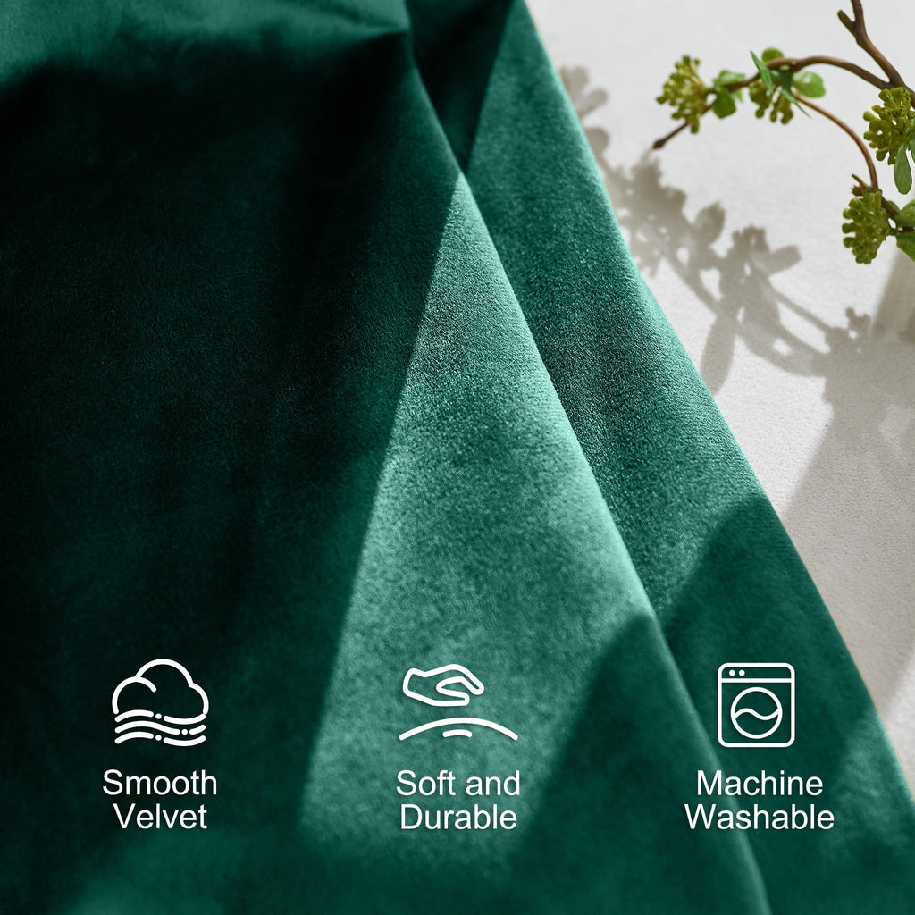 Lazzzy Blackout Velvet Curtains Green Thermal Insulated Curtains 90 Inch Long Drapes For Bedroom Living Room Darkening Window Treatments Grommet Living Room Curtains Set Of 2 Panels Emerald Green