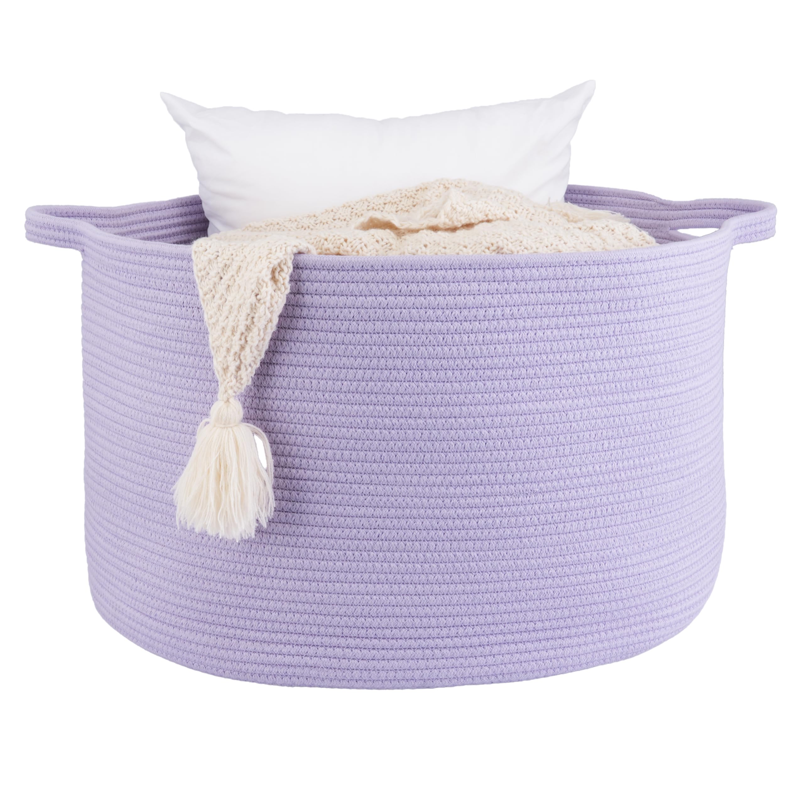 XUANGUO Large Cotton Rope Basket Blankets Basket Living Room 22x14 Toy Basket for Kids Rope Storage Basket for Nursery Woven Lau