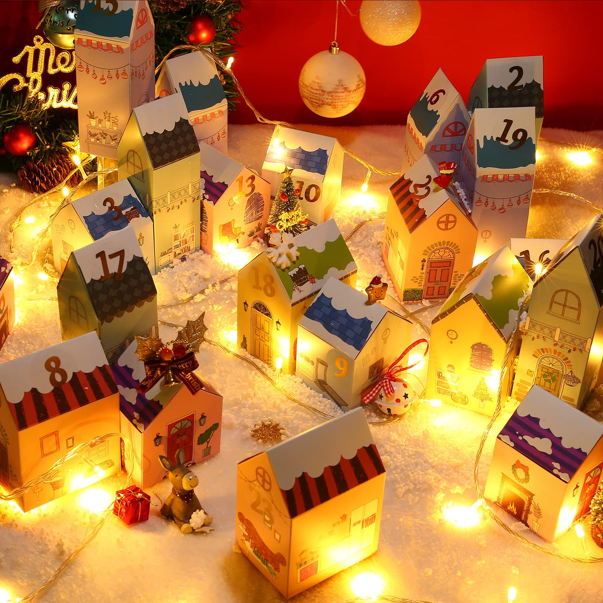 Kesote 24 Christmas Advent Calendar Boxes To Fill, Empty Advent Calendar 2024 For Adults Kids Christmas Goody Treat Boxes Gift B