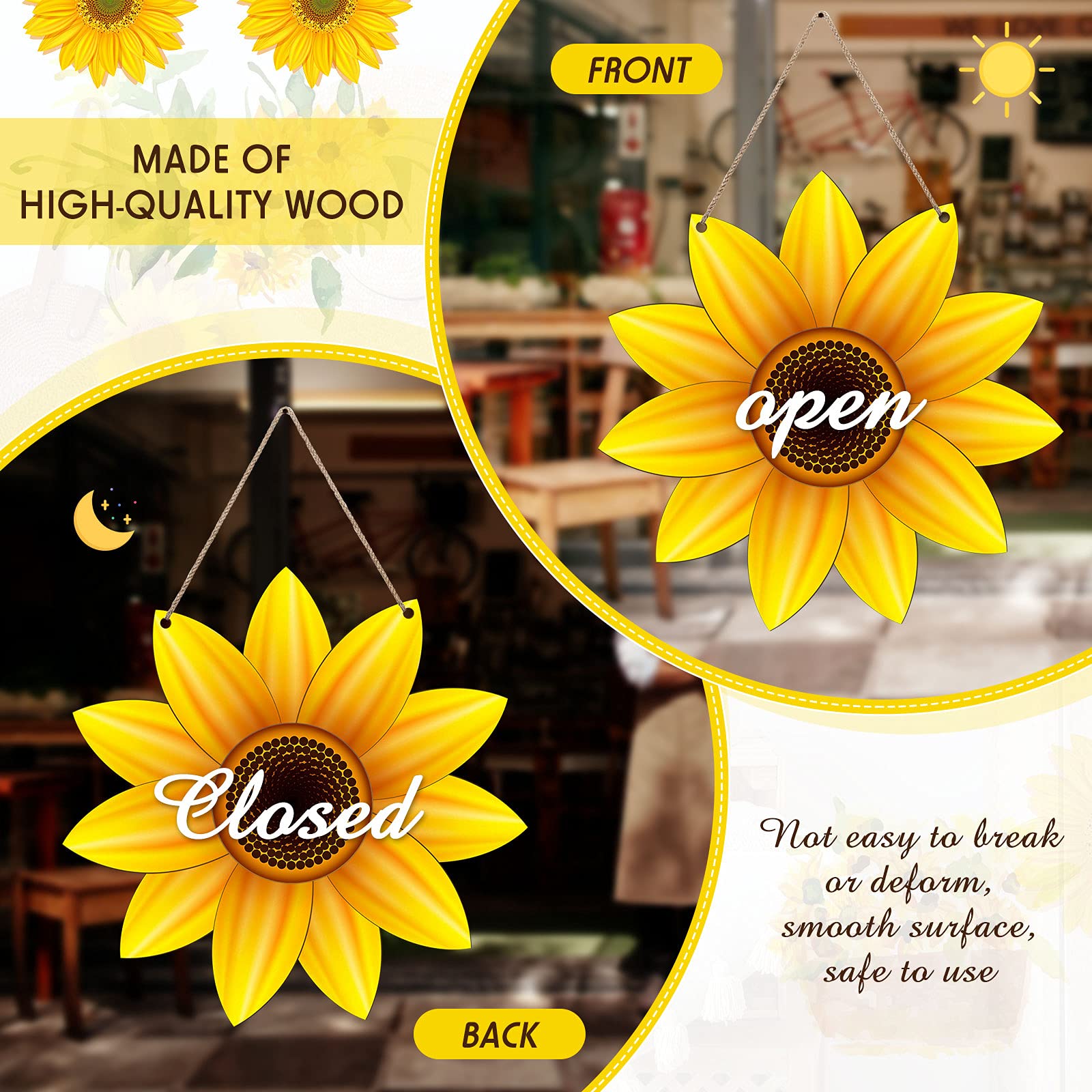 Unfinished Sunflower Wood Cutout Sunflower Sign Cutouts Sunflower Wood Door Hanger With 2.2 Yards Natural Rope For Diy Painting