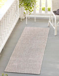 Unique Loom Collection Casual Transitional Solid Heathered Indoor/Outdoor Flatweave Area Rug (2' 7'' x 10' Runner, Beige/Ivory)