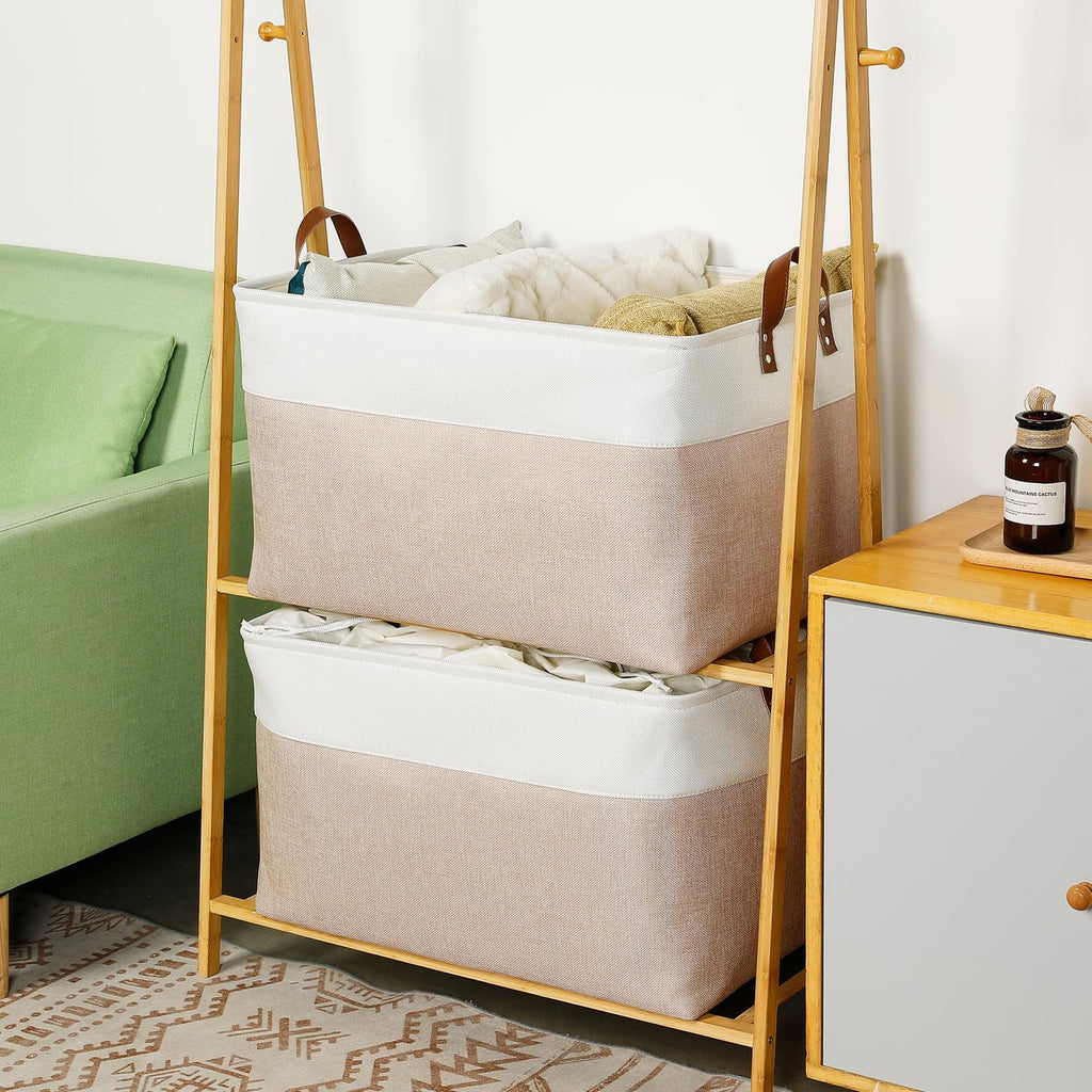 Dullemelo Extra Large Baskets For Organizing, 22' X 15' X 13' Rectangle Fabric Storage Bins, Foldable Blanket Basket Living R