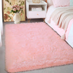Kchowua Pink Fluffy Shag Rugs For Bedroom Girls,4X6 Machine Washable Soft Shaggy Fuzzy Throw Cute Large Area Rug For Living Room