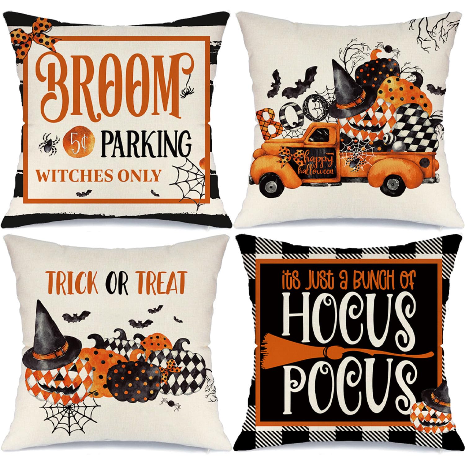 Modovos Halloween Decorations Pillow Covers 16X16 Set Of 4 Halloween Decor Hocus Pocus Throw Pillow Covers Indoor Outdoor Fall P