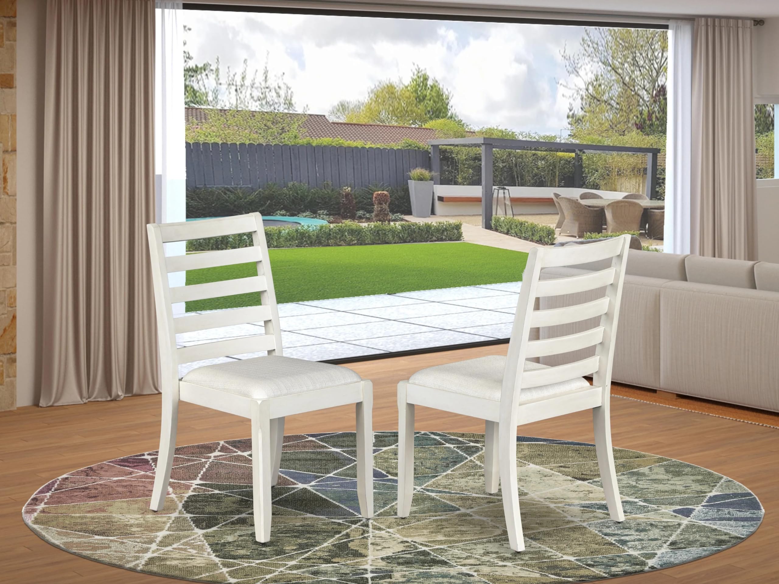 Luxe By East West Furniture X1PWT01 Dining Room Chair with Cream Linen Fabric and upholstered Back Antique White Finish,