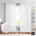 White Linen Sheer Curtains 72 Inches Long for Living Room 2 Panel Set Back Tab Light Filtering Privacy Farmhouse Faux Linen Blen