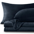 Bedelite Flannel Sheets King Size Navy - Super Soft Fleece Sheets Set Fluffy Extra Plush, 4 Piece(Include Fitted Sheet, Flat She