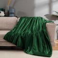 Vonty Satin Throw Blanket Dark Green Satin Blankets 90X90 Inches(With Small Flowers), Cooling & Silky Throw Blanket Wrinkle-Free