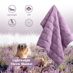 puredown Soft Feather Down Throw Blanket Lightweight Packable Couch Throw Lavender 50"X70"