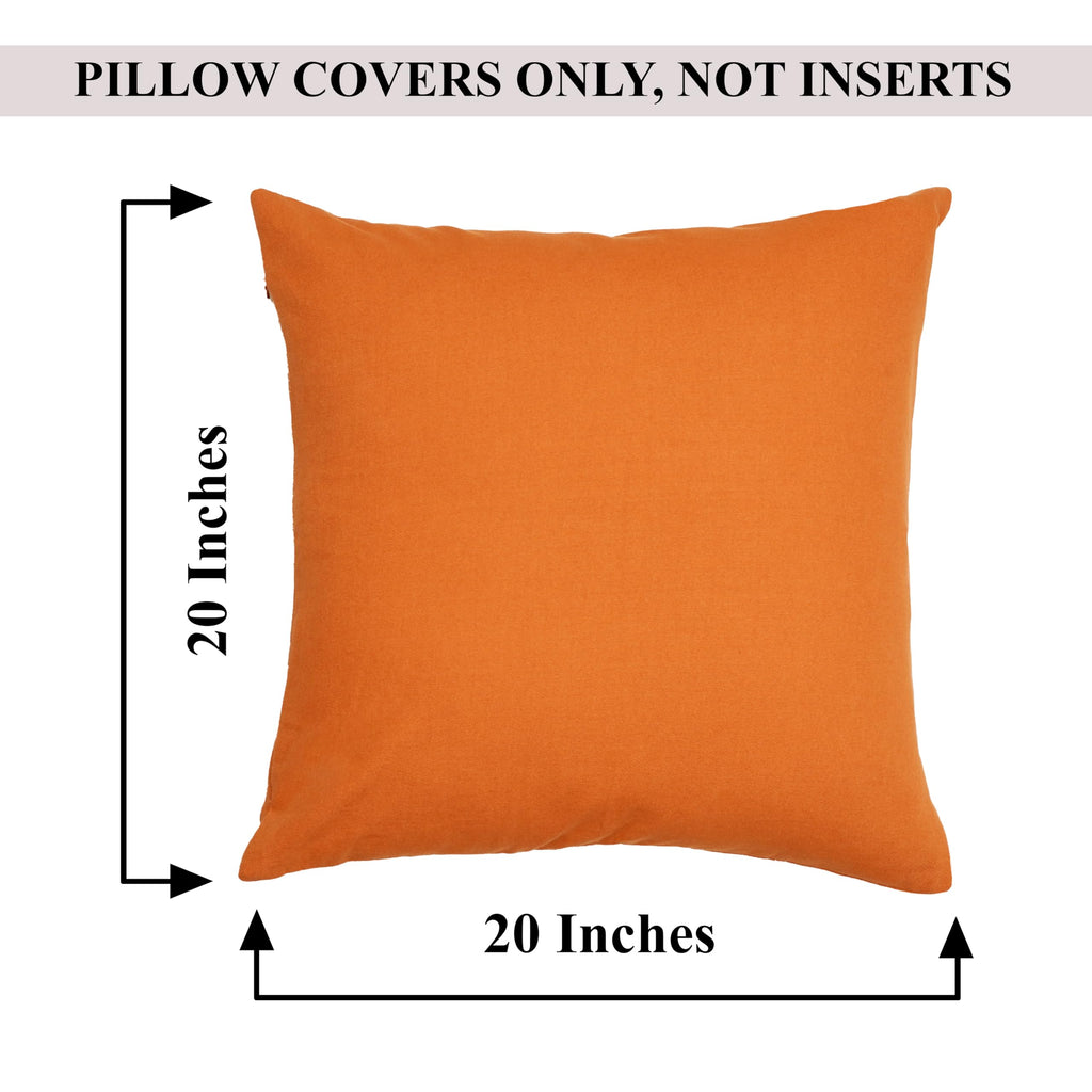 Rely+ Cotton Throw Pillow Covers 20X20 Inchs Set Of 2 Rust Decorative Zippered Cases For Couch Bedroom Sofa Farmhouse Living Roo