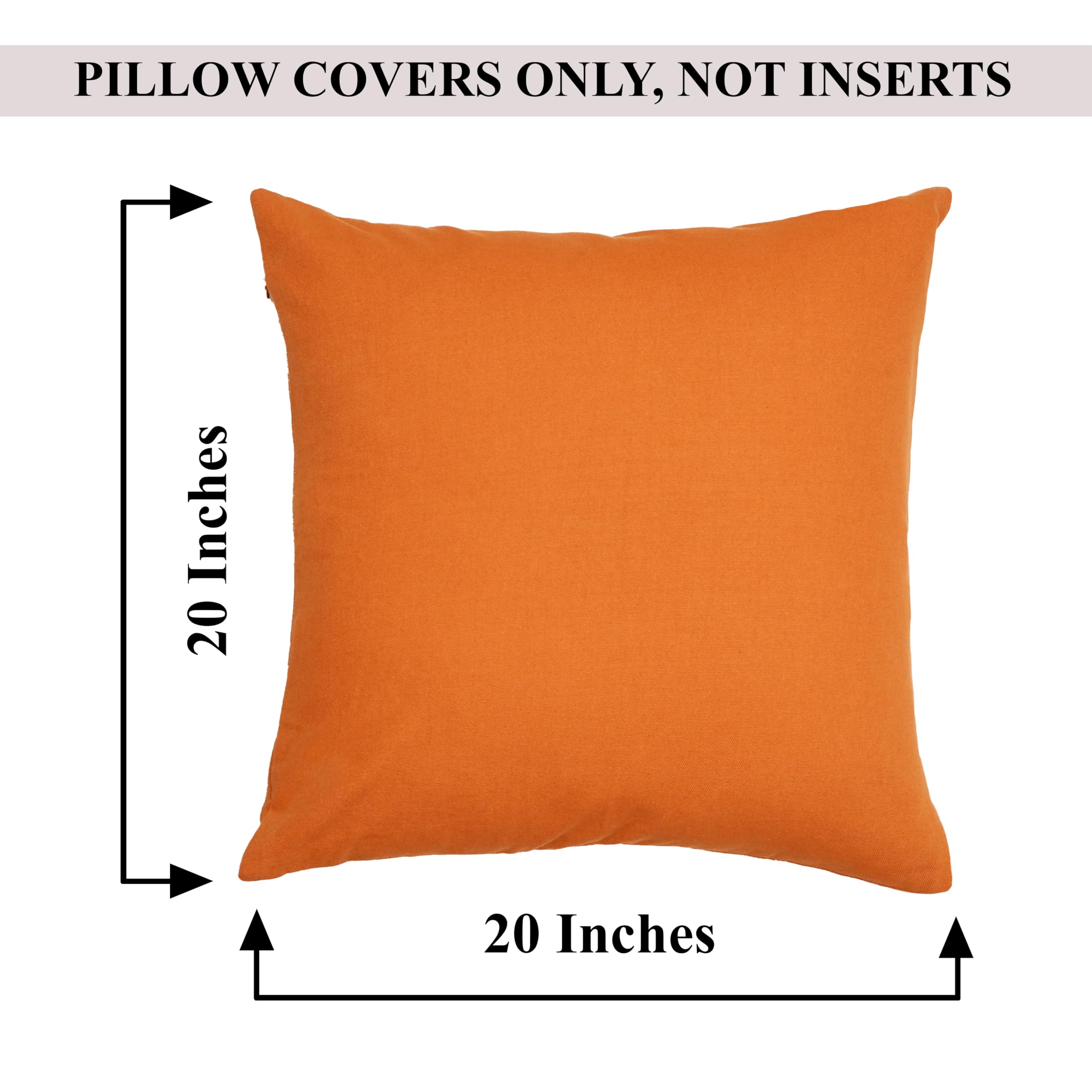 Rely+ Cotton Throw Pillow Covers 20X20 Inchs Set Of 2 Rust Decorative Zippered Cases For Couch Bedroom Sofa Farmhouse Living Roo