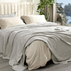 Phf Cooling Waffle Blanket Queen Size, Lightweight 60% Rayon Derived From Bamboo & 40% Cotton Breathable Blanket For Hot Sleepers, Soft And Luxury For Bed Couch And Sofa, 90'X90', Grey