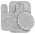 3 pc Silver/Light Grey Bathroom Rug Set Bath Mats Bath Set Super Soft Anti Slip Soft Mats New