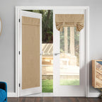 Nicetown Linen French Blackout Door Window Curtains, Privacy Front Door Curtains For Glass, Thermal Insulated Tie Up Shades Window Covering, Camel, 36' Wide X 72' Long, 1 Panel