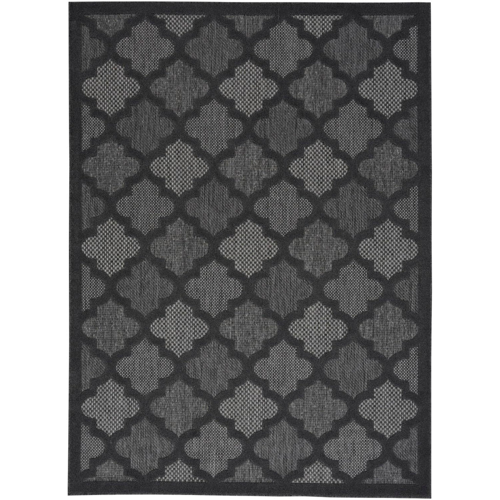 Nourison Easy Care Moroccan Charcoal/Black 6' X 9' Area Rug, Trellis, Easy Cleaning, Non Shedding, Bed Room, Living Room, Dining Room, Backyard, Deck, Patio (6X9)