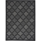 Nourison Easy Care Moroccan Charcoal/Black 6' X 9' Area Rug, Trellis, Easy Cleaning, Non Shedding, Bed Room, Living Room, Dining Room, Backyard, Deck, Patio (6X9)