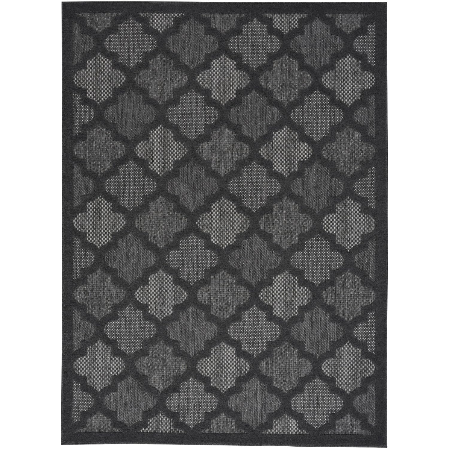 Nourison Easy Care Moroccan Charcoal/Black 6' X 9' Area Rug, Trellis, Easy Cleaning, Non Shedding, Bed Room, Living Room, Dining Room, Backyard, Deck, Patio (6X9)