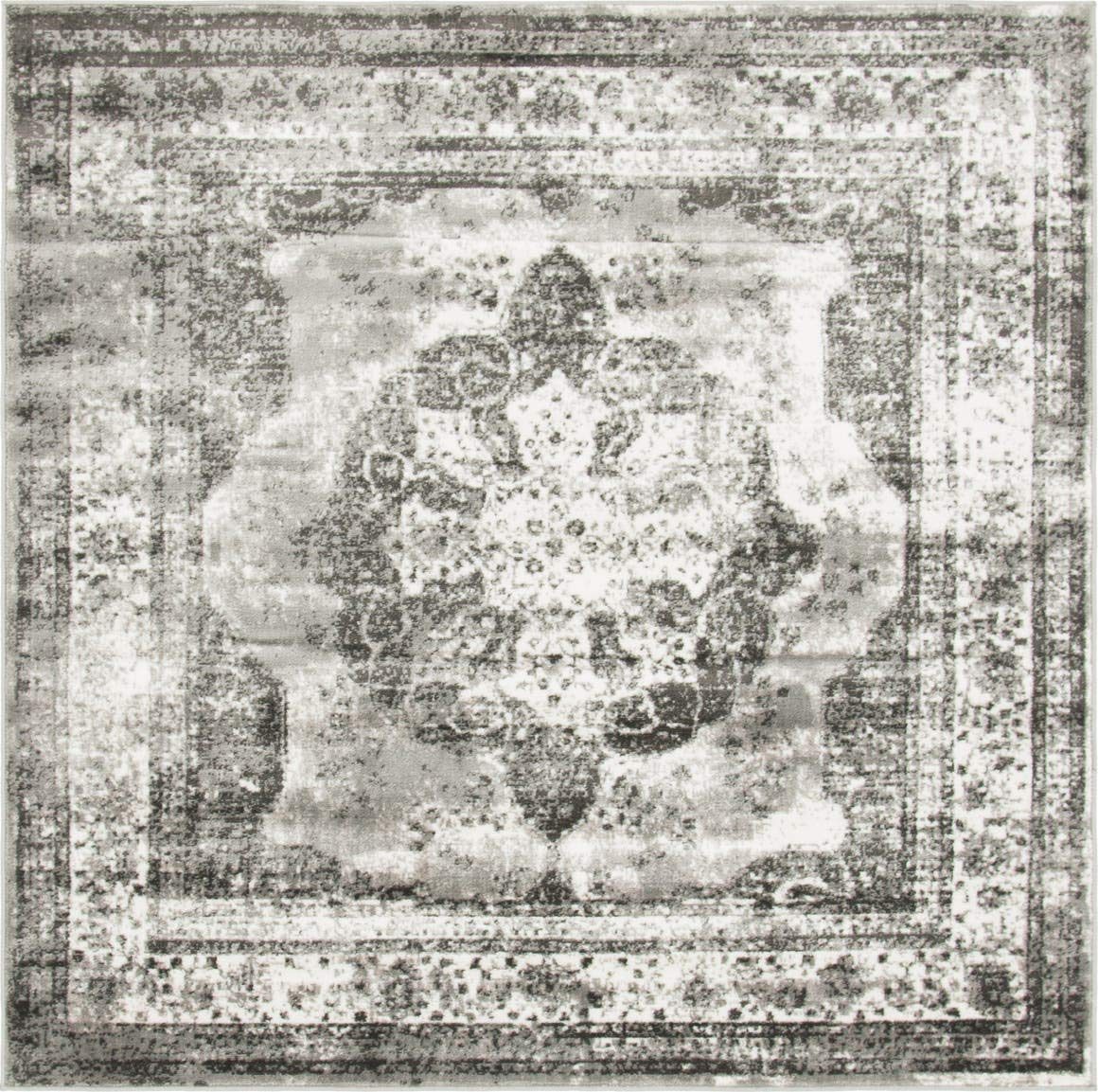 Unique Loom Sofia Collection Area Rug - Salle Garnier (5 4 Square, Gray/ Ivory)