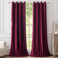 Bulbul Burgundy Curtains 72 Inch Length- Living Room Red Velvet Blackout Window Drapes Curtains Thermal Insulated Room Darkening