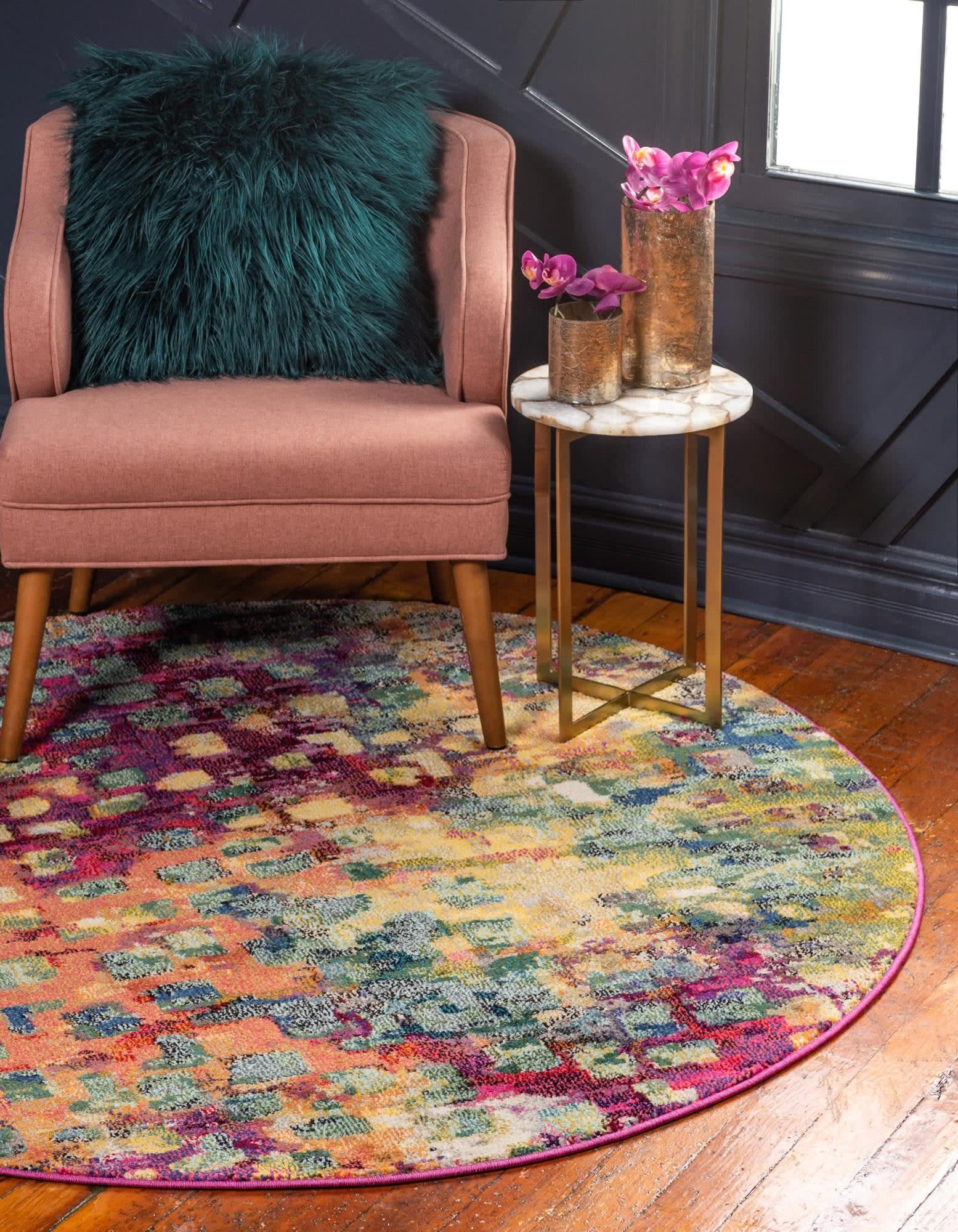 Unique Loom Jardin Collection Colorful, Vibrant, Abstract, Modern Area Rug, 3 ft 3 in, Multi/Blue