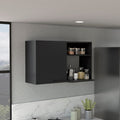 Stackable Wall Storage Cabinet 24&Quot; H, 2 Internal Shelves, 2 External Storage Shelves, 1 Door, Black