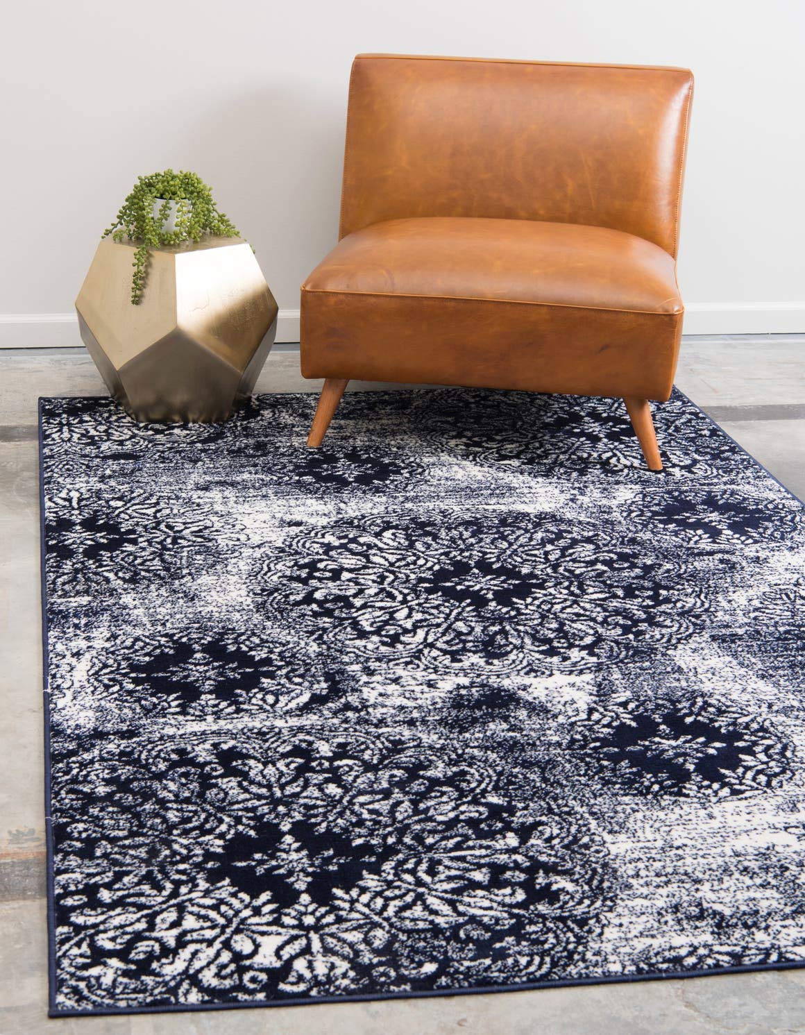 Unique Loom Sofia Collection Area Rug - Grand (7 10 x 11 Rectangle, Navy Blue/ Ivory)