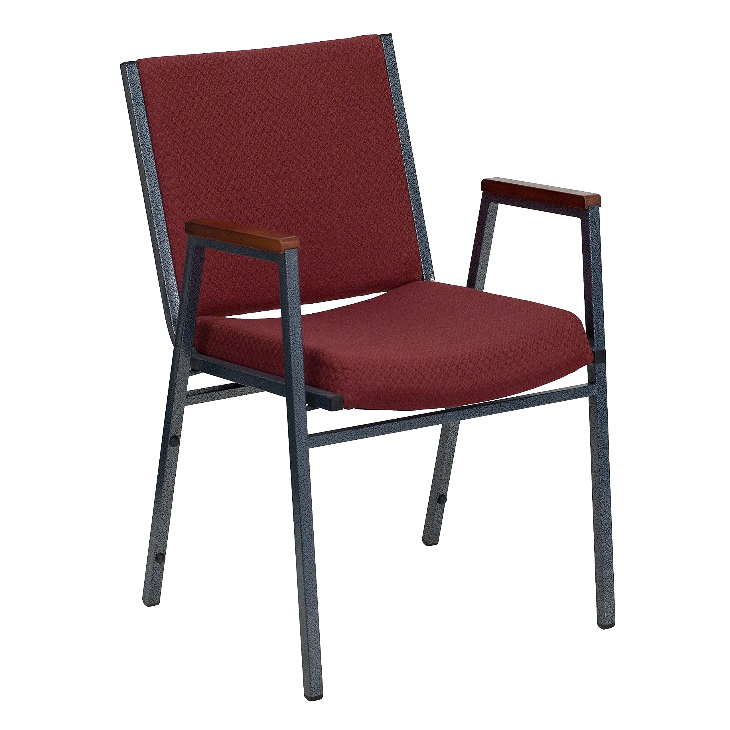4 Pk. 3 Thickly Padded, Burgundy Patterned Upholstered Stack Chair with Arms