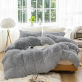 Luoyuan Plush Shaggy Duvet Cover Set 3 Pieces Aesthetic Fluffy Comforter Cover Set Ultra Soft Crystal Velvet(1 Faux Fur Comforte
