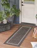 Unique Loom Outdoor Border Collection Area Rug - Soft Border (2' 7' X 10' Runner, Black/ Ivory)