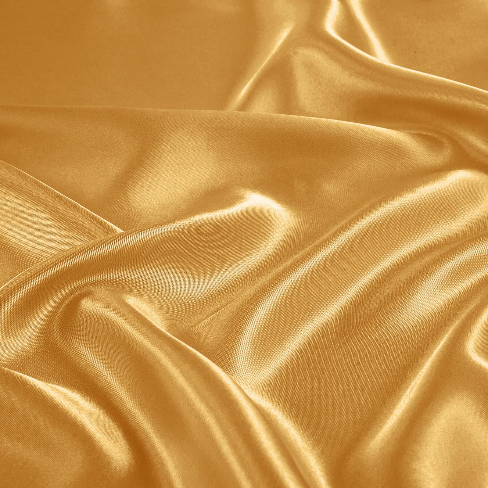Treely 4 Piece Satin Sheets Twin Size Silky Smooth Gold Satin Sheet Set With Deep Pocket, Satin Fitted Sheet, Flat Sheet, 2 Sati