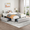 Yaheetech Full Bed Frame Upholstered Platform Bed with 4 Storage Drawers, Large Storage Space/Strong Wooden Slats/Non-Slip and N