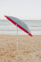 Picnic Time Outdoor Canopy Sunshade Beach Umbrella 5.5', Small Patio Umbrella, Beach Chair Umbrella, (Blue Pinstripe Pattern)