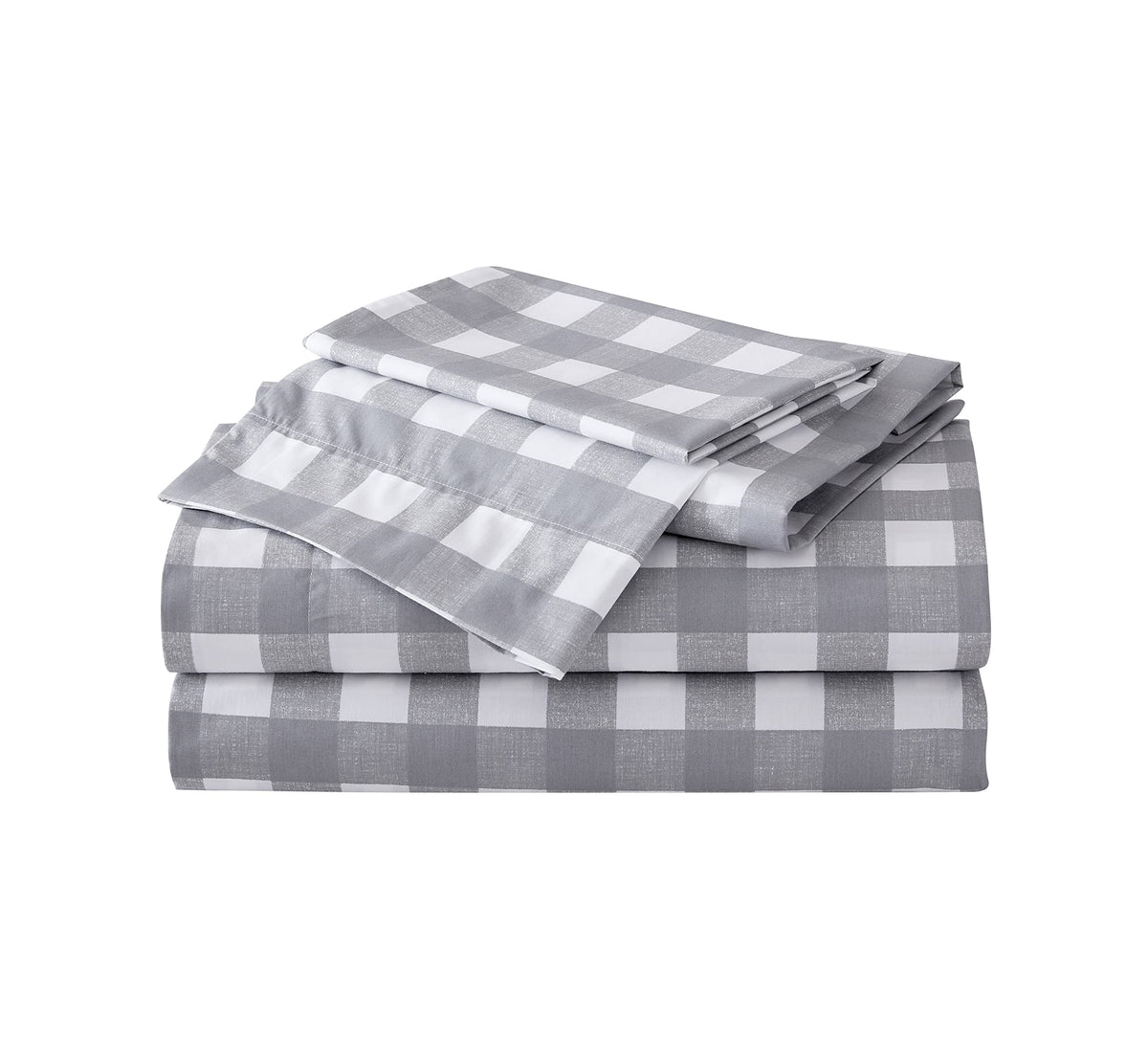 Eddie Bauer Home Sheets Cotton Percale Bedding Set, Crisp & Cool, Stylish Home Decor, Queen, Lakehouse Plaid Grey/White