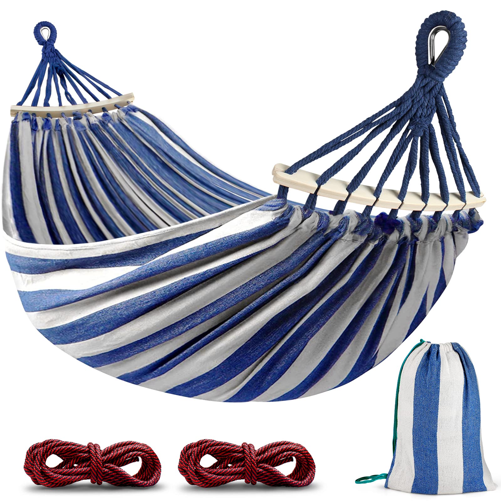 Mosfiata Hammocks Portable Camping Hammock Upgraded 550Lb Comfortable Fabric Hammock With Two Anti Roll Balance Beam And Sturdy