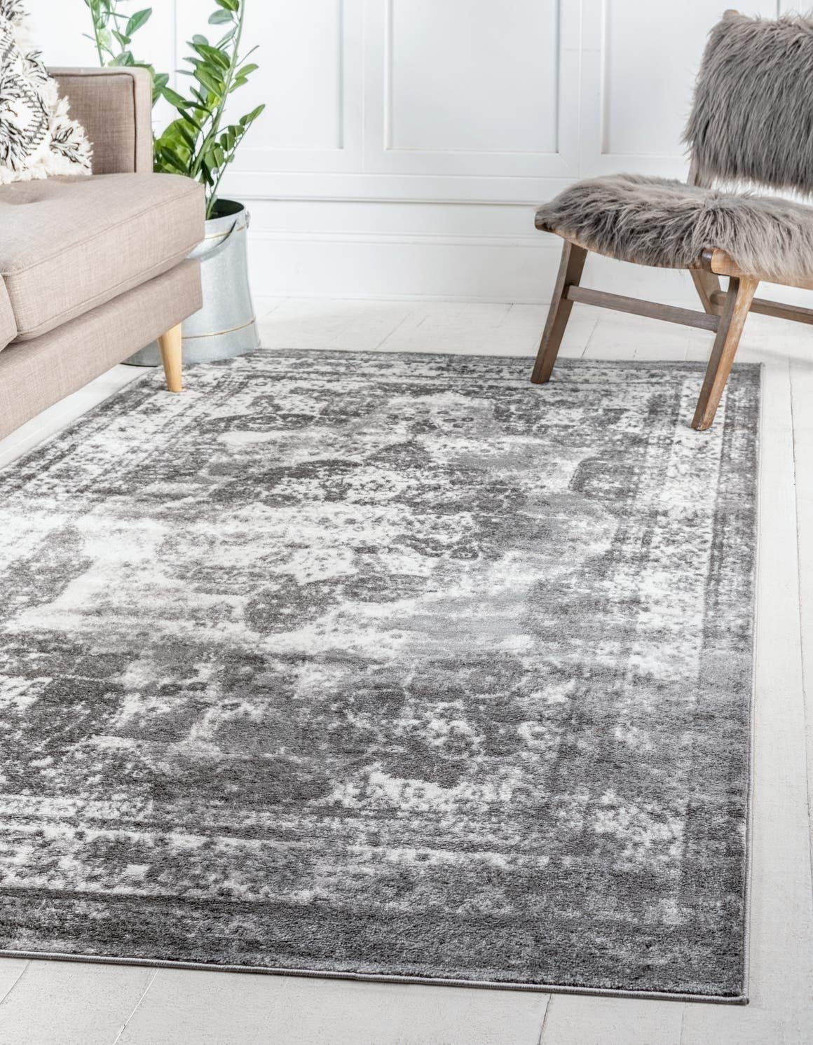 Unique Loom Sofia Collection Area Rug - Salle Garnier (4 1 x 6 1 Rectangle, Gray/ Ivory)
