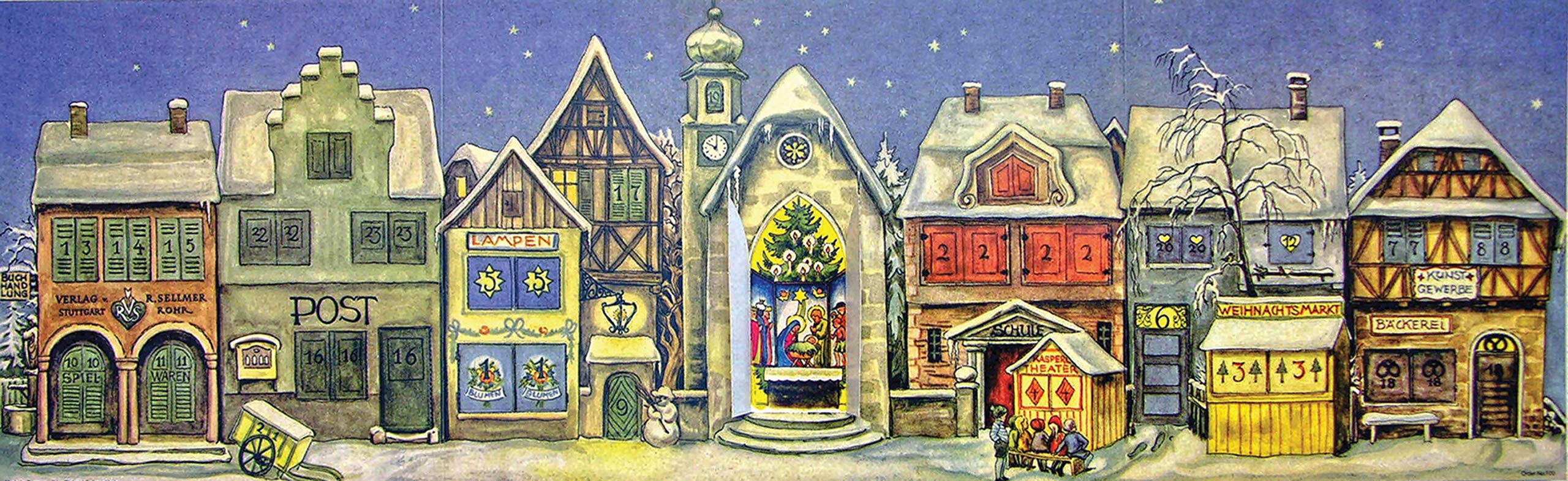 Sellmer Little Town from 1946 Advent Calendar