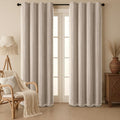 XOGUIBO Boho Blackout Curtains 90 Inches Long Brown Linen Blend 2 Panels with Tassels and Cotton Embroidery, Farmhouse Vintage R