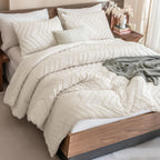 Andency Brown California King Comforter Set, Boho Cal King Soft Warm Tufted Neutral Bedding Comforter Sets, 3 Pieces Cali King A