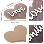 Jetec 2 Pieces Heart Shaped Wooden Decor Sign Table Love Wooden Wedding Decoration Rustic Home Love Sign Wooden Table Centerpiec