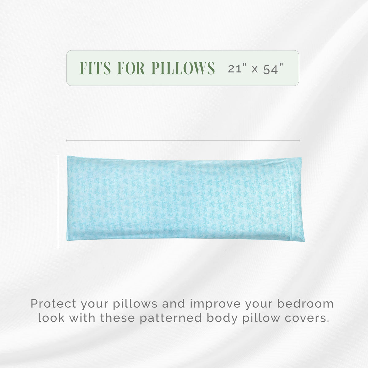Elegant Comfort Ultra Soft 1-Piece Set Sea Waves Print Pillowcases - 1500 Premium Hotel Quality Microfiber, Soft And Smooth Hidden Zipper Closure 1-Piece Pillow Covers - Body Pillowcase, Wave Aqua