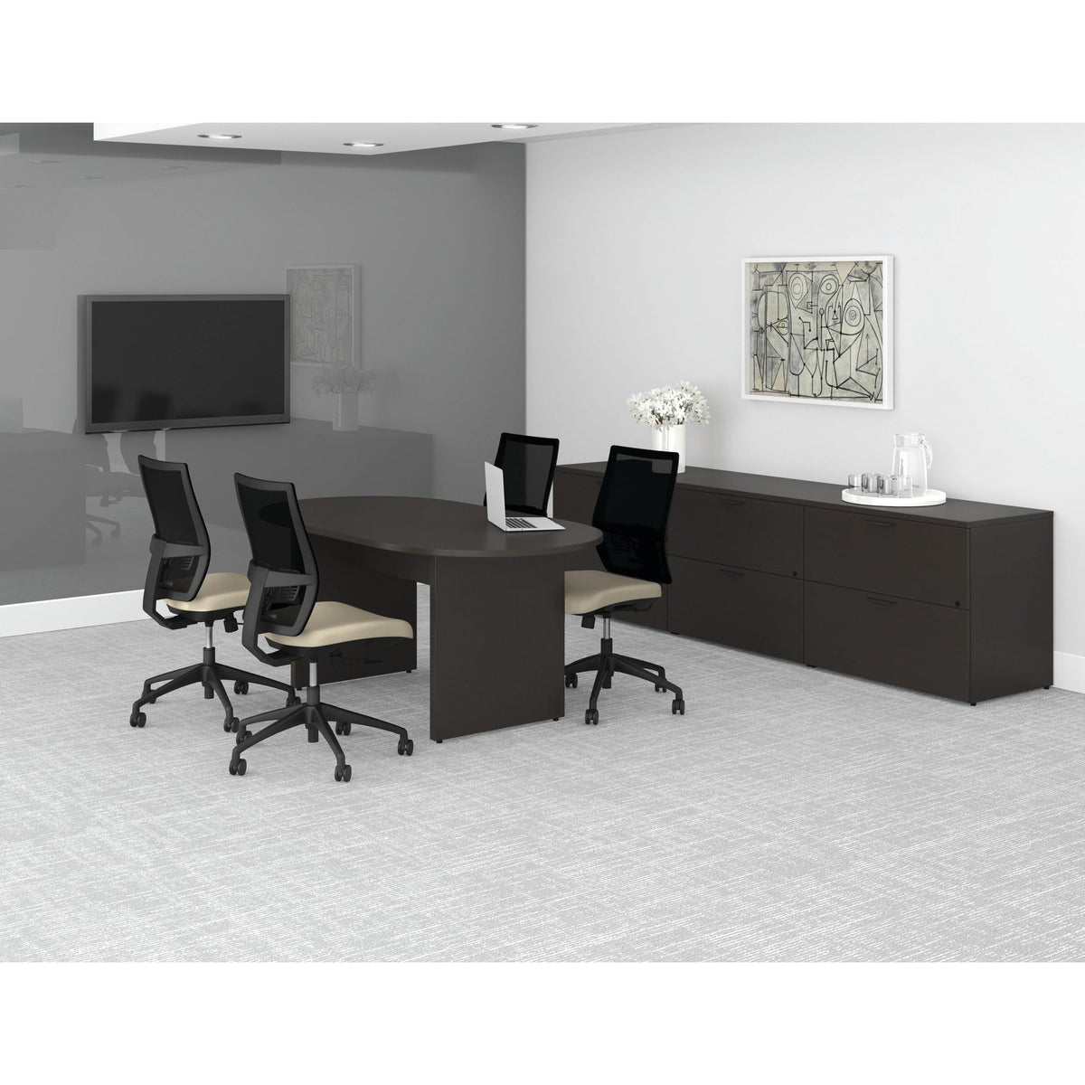 Lorell Prominence 2.0 Espresso Laminate Bridge, 48" X 24" X 29"