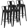 Yaheetech 30 inch Metal Bar Stools Set of 4, Counter Height Barstools Kitchen Chair Industrial Stools with Low Back for Indoor O