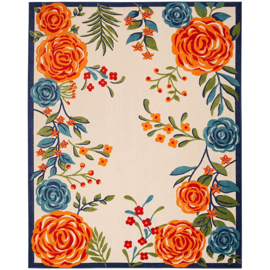 Nourison Aloha Indoor/Outdoor Modern Multicolor 7'10' X 10'6' Area Rug, Easy Cleaning, Non Shedding, Bed Room, Living Room, Dining Room, Kitchen (8X11)