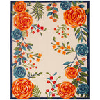 Nourison Aloha Indoor/Outdoor Modern Multicolor 7'10' X 10'6' Area Rug, Easy Cleaning, Non Shedding, Bed Room, Living Room, Dining Room, Kitchen (8X11)