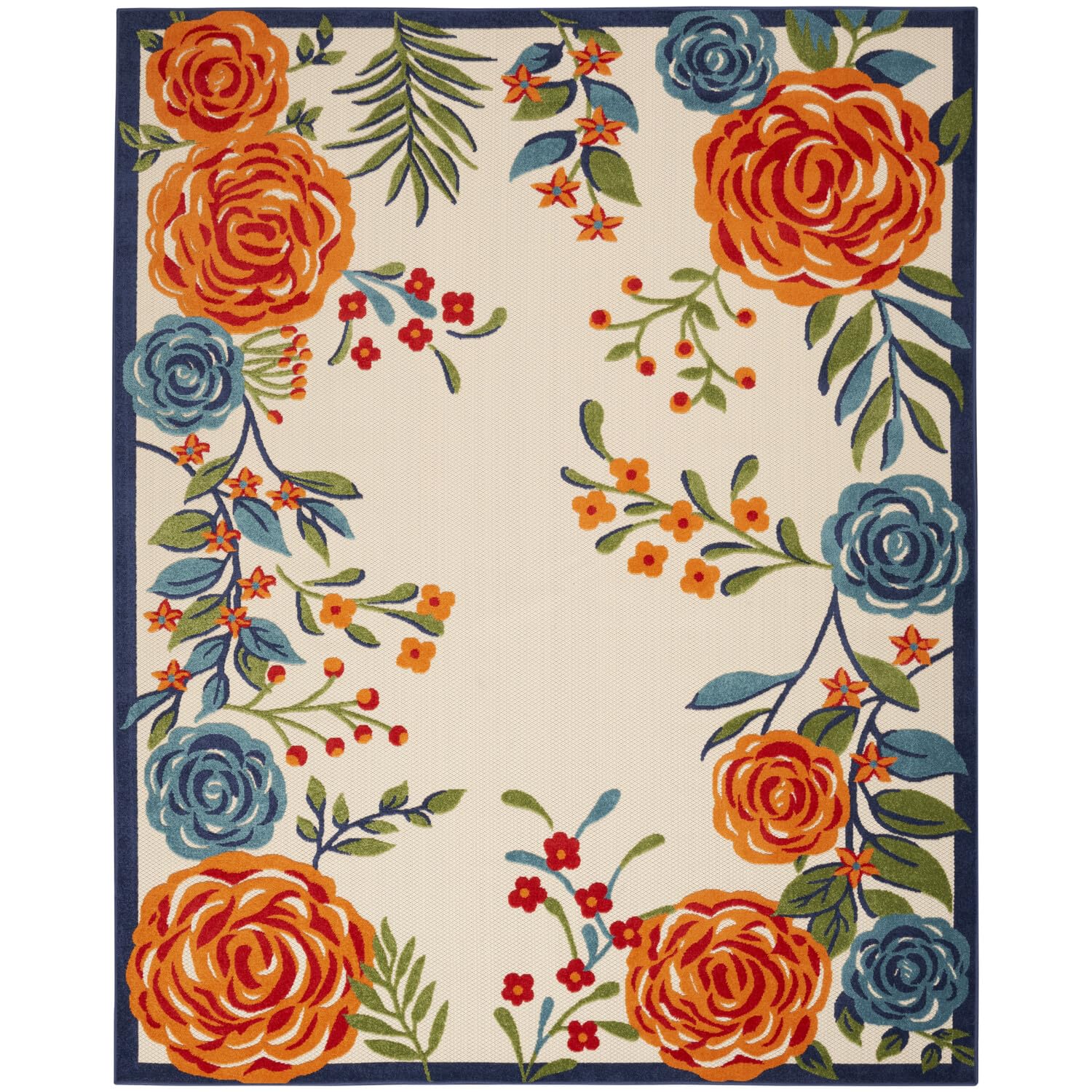 Nourison Aloha Indoor/Outdoor Modern Multicolor 7'10' X 10'6' Area Rug, Easy Cleaning, Non Shedding, Bed Room, Living Room, Dining Room, Kitchen (8X11)