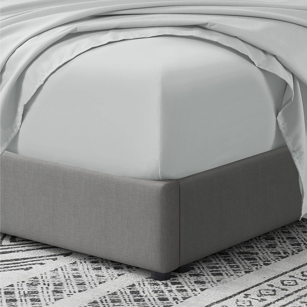 Cathay Home Queen Fitted Sheet - Double Brushed Ultra Soft – Wrinkle & Fade Resistant - 16' Deep Pocket Fitted Sheet Only - Good Fit For 14'-18' Deep Mattress (Queen, Light Gray)