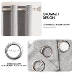 Miulee Linen Texture Curtains For Bedroom Solid 100% Blackout Thermal Insulated Greyish White Curtains Grommet Room Darkening Curtains/Draperies For Living Room Nursery 52X96 Inch (2 Panels)