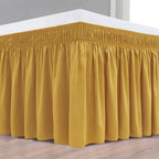 Biscaynebay Wrap Around Bed Skirts For Queen Beds15 Drop, Christmas Gold Adjustable Elastic Dust Ruffles Easy Fit Wrinkle & Fade