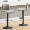 HeuGah Swivel Bar Stools Set of 2, Adjustable Counter Height Barstools with Back, Gray Faux Leather Bar Chairs for Kitchen Islan