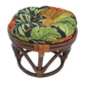 Blazing Needles Round Patterned Spun Polyester Tufted Footstool Cushion, 18', Tropique Raven